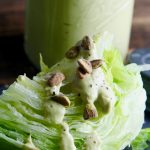 Frozen Iceberg Wedge Salad with Pistachio-Avocado Dressing drips