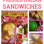 Picnic pressed Italian Sandwiches slices and ready to eat.