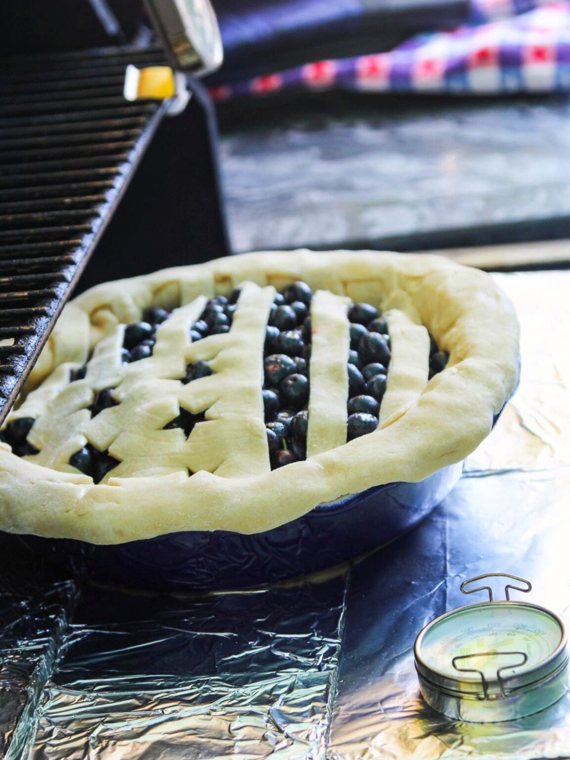 Blueberry Pie Baked Outside Delicious Table