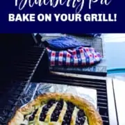 A graphic for baking a blueberry pie on your outdoor grill.
