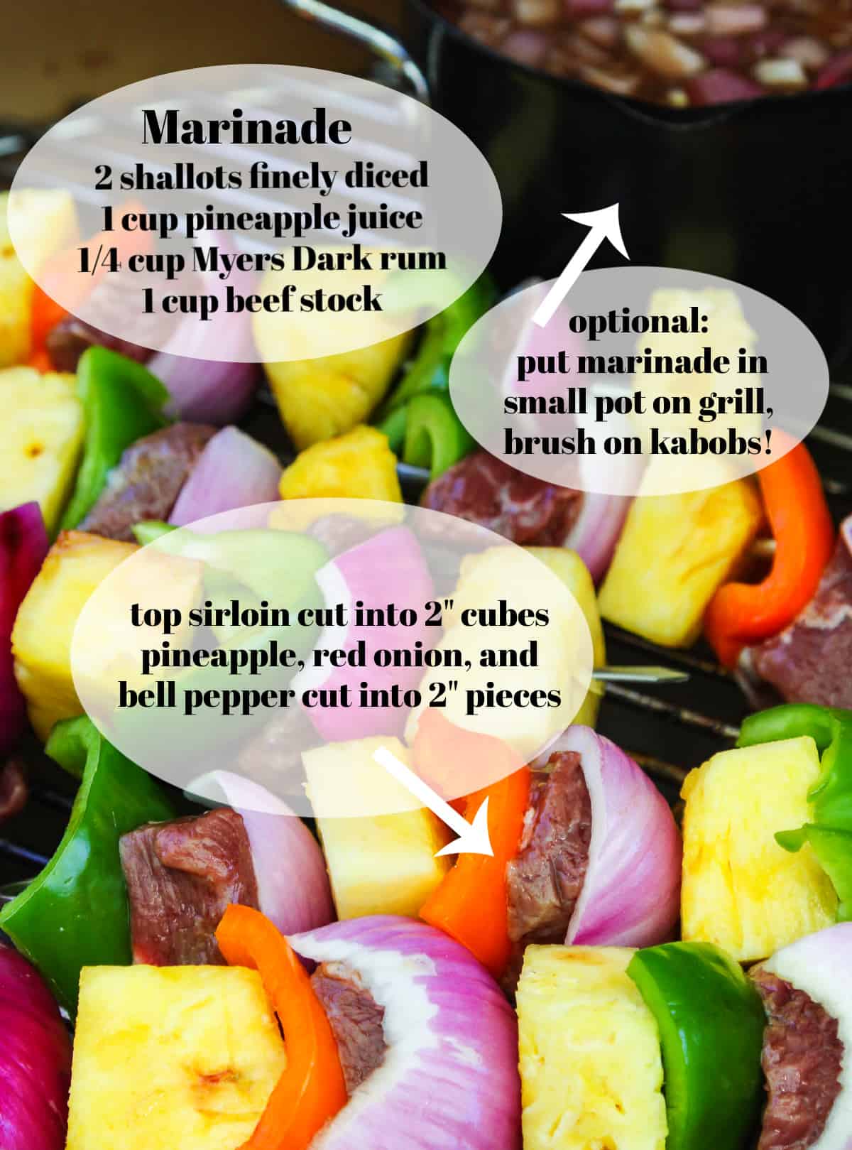 A graphic with shish kabobs on a grill with colorful vegetables.