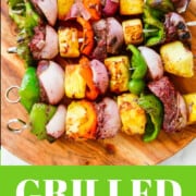 A graphic showing a recipe for grilled shish kabobs.