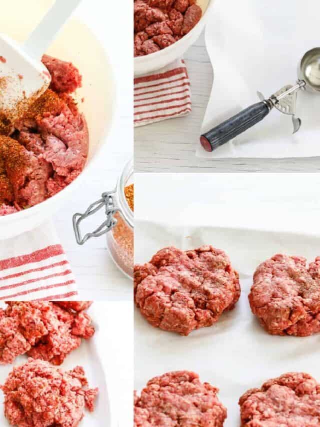 Showing how to make hamburger patties with burger seasoning.