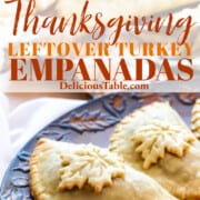 A recipe ad for empanadas showing how to make an empanada with a press using pie crust.