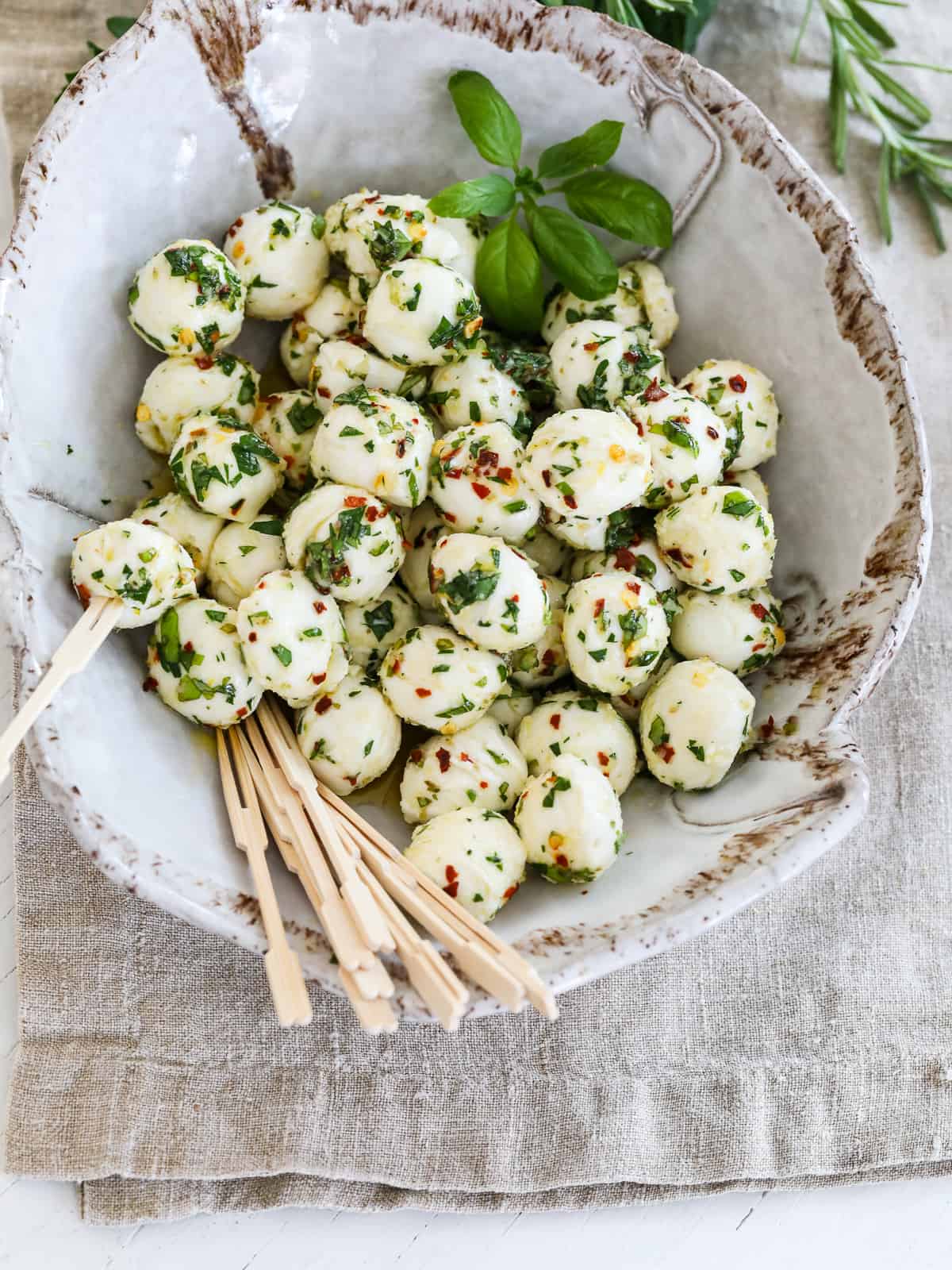 Marinated Mozzarella Balls Appetizer Recipe - Delicious Table