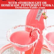 A recipe to make Christmas cocktails of Candy Cane Martinis made with Homemade Peppermint Vodka.