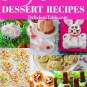 Lots of Easter dessert recipes for bunny cake, chocolate cupcakes, strawberry cake, Easter cookies, and more.