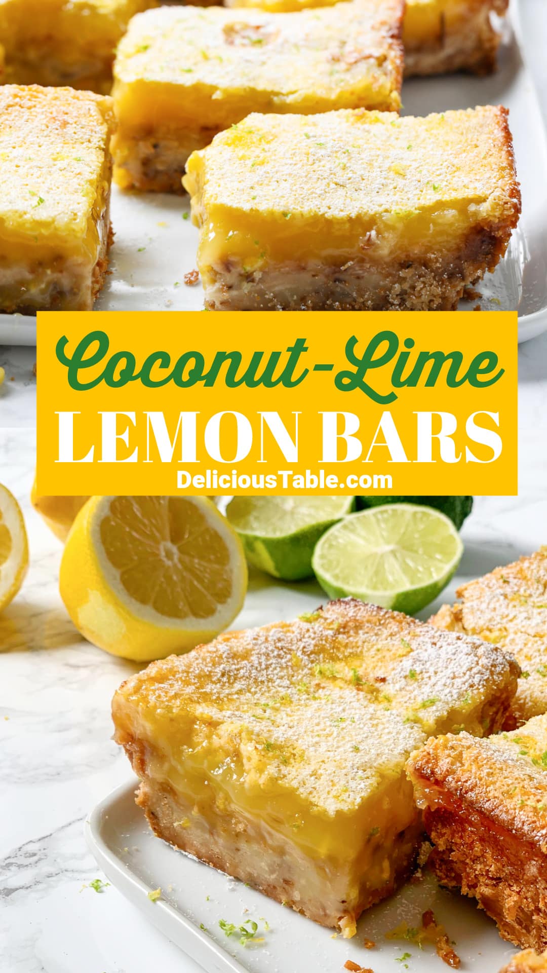 Coconut Lime Lemon Bars Recipe - Delicious Table