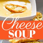 Easy classic Famous Cheese Soup is so creamy, has simple ingredients, and extraordinary deep rich flavors. Serve hot with Parmesan Croutons!