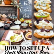 Learn how to set up a Fall crostini bar with all the inspiration to set it up and paired flavor toppings for your Thanksgiving or Fall gathering.