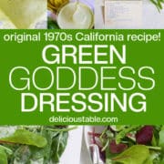 Making a green goddess dressing for salad in the blender.