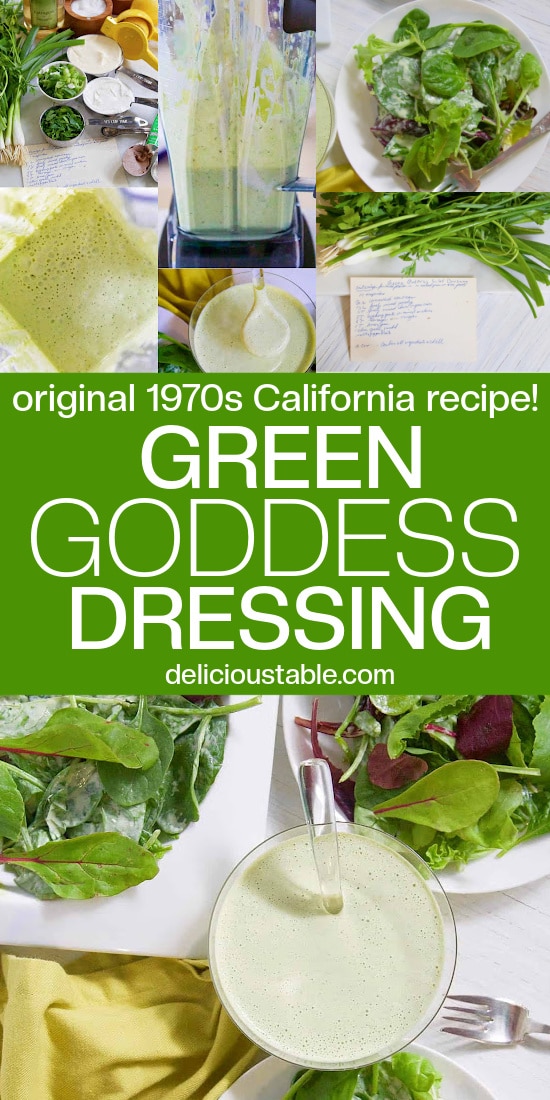 Making a green goddess dressing for salad in the blender.